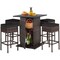 Costway 5PCS Patio Rattan Bar Table Stool Set Hidden Storage Shelf Cushioned